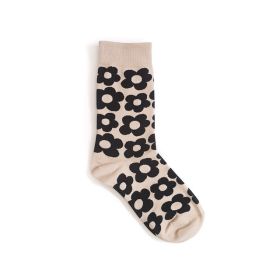 Cute cartoon flower socks cotton girl in stockings (Color: Beige)