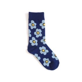 Cute cartoon flower socks cotton girl in stockings (Color: Blue)