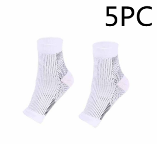 Men Women Anti Fatigue Compression Foot Sleeve Foot Ankle Compression Socks (Option: L XL-White 5PCS)