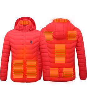 New Heated Jacket Coat USB Electric Jacket Cotton Coat Heater Thermal Clothing Heating Vest Men's Clothes Winter (Option: Red Zone8-6XL)