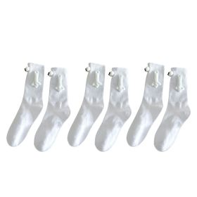 3 Pairs Of Unisex Hand-holding Socks (Color: White)