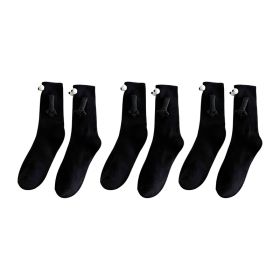 3 Pairs Of Unisex Hand-holding Socks (Color: Black)