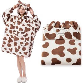 Krifey Wearable Blanket Hoodie, Oversized Sherpa Hooded As Christmas Gifts, Birthday Gifts For Mom Women Girlfriend Men (Option: Brown Cow)