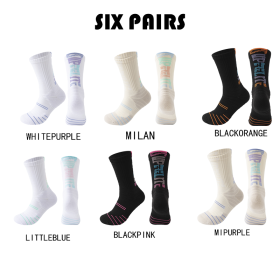 6 Pairs Men Compression Running Socks Quarter Crew Athletic Cushioned Breathable Anti Blister Sweat Odor For Running Hiking Cycling Fitness (Option: Men-Color1)