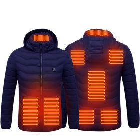 New Heated Jacket Coat USB Electric Jacket Cotton Coat Heater Thermal Clothing Heating Vest Men's Clothes Winter (Option: Blue Zone8-Xl)