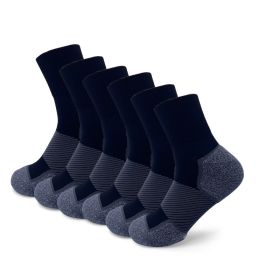 Three Pairs Of Socks Suitable For The Elderly And Office Workers. With Terry Cloth Soles, They Offer Comfort And Support For Daily Wear (Color: Black)