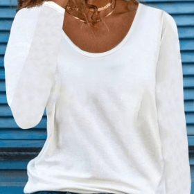 Women's V-neck Long Sleeved T-shirt Casual Top Autumn Outfit (Option: White-S)