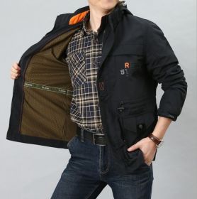 Men's Medium To Long Casual Outdoor Hooded Plus Size Jacket (Option: Black 1-4XL)