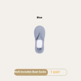 Women's Summer Thin Breathable Traceless Invisible Socks (Option: Blue-White Paper Card Packaging-1pair)
