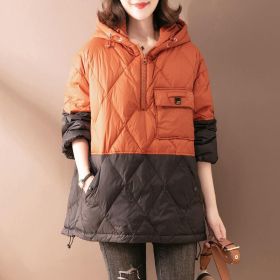 Women's Clothing Light Thin And Loose Warm Hooded Cotton Coat Jacket (Option: Black-4XL)