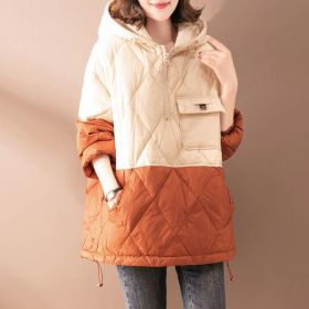Women's Clothing Light Thin And Loose Warm Hooded Cotton Coat Jacket (Option: White-4XL)